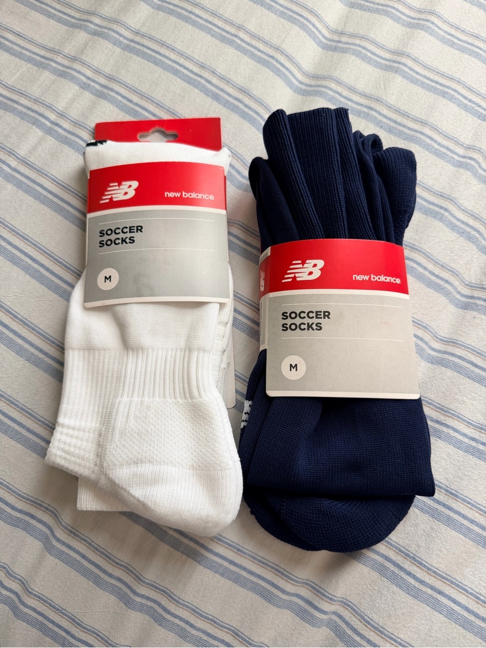 New Balance Soccer Socks - White & Navy (Men's M)